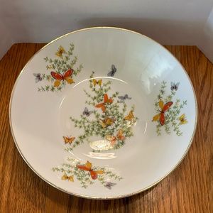 Ecstasy for Shafford Butterfly Serving Bowl Gold Trim 9 1/4 inches Vintage